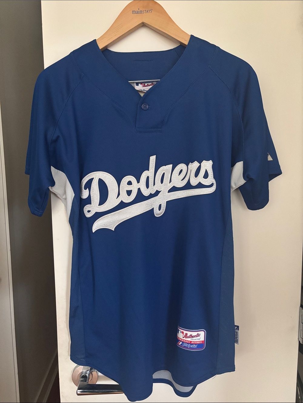 Majestic Royal Blue Dodgers Script Baseball Jersey with White Accents